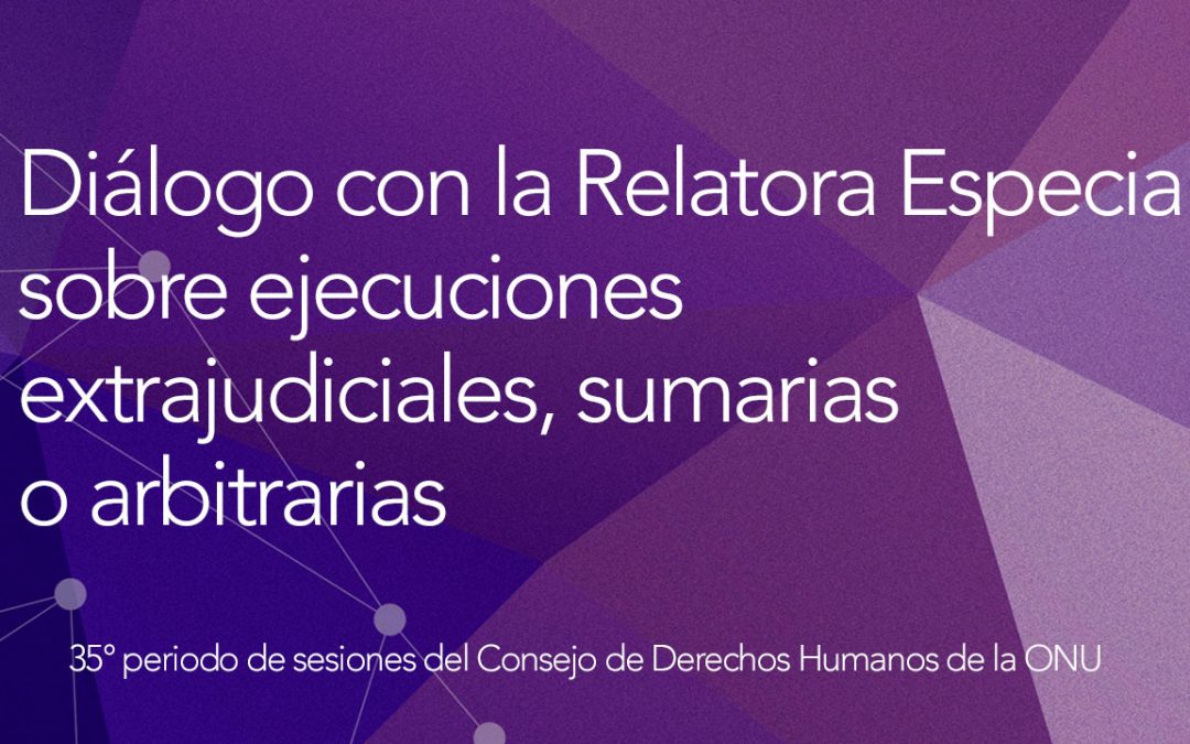 Diálogo interactivo con la Relatora Especial sobre ejecuciones extrajudiciales, sumarias o arbitrarias