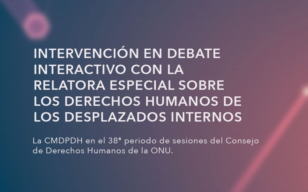 Intervención en debate interactivo con la Relatora Especial sobre los derechos humanos de los desplazados internos