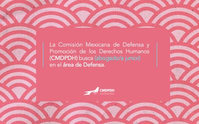 La Comisión Mexicana de Defensa y Promoción de los Derechos Humanos (CMDPDH) busca abogado/a junior en el área de defensa